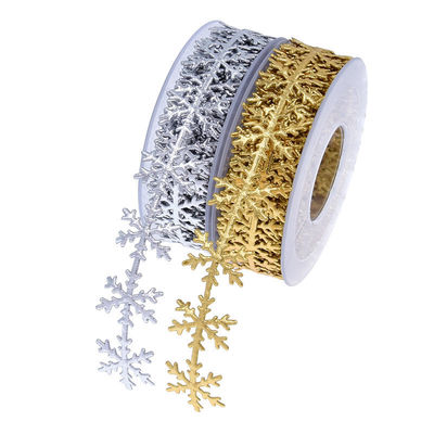 25mm Ultrasonik Snow Ribbon Untuk Pohon Natal Perak Emas Warna