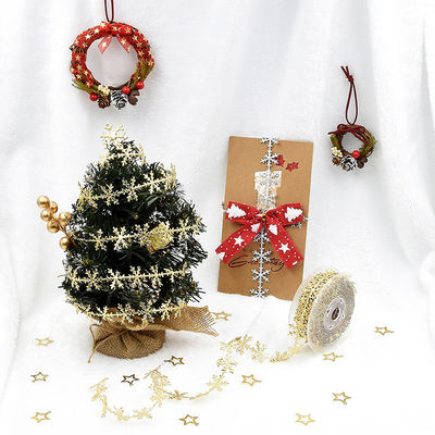 25mm Ultrasonik Snow Ribbon Untuk Pohon Natal Perak Emas Warna