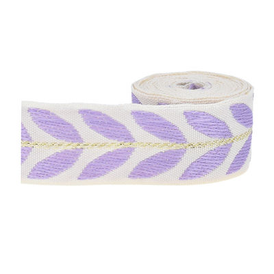 25mm*2y Jacquard Leaf Ribbon Eco Friendly Christmas Ribbon Wired