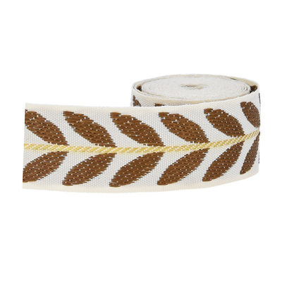 25mm*2y Jacquard Leaf Ribbon Eco Friendly Christmas Ribbon Wired