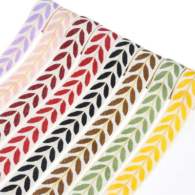 25mm*2y Jacquard Leaf Ribbon Eco Friendly Christmas Ribbon Wired