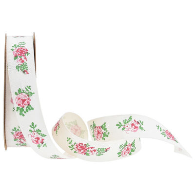 15mm*10m Bunga Burlap Ribbon OEM ODM Custom Printed Ribbon Rolls