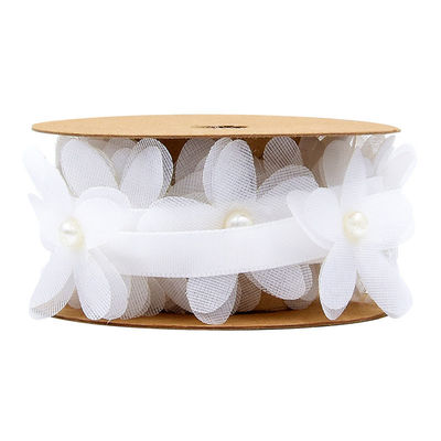 40mm*2m Polyester Floral Ribbon Trim OEM ODM Flower Lace Ribbon