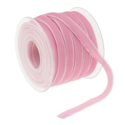 10mm*20Y Elastic Velvet Ribbon Pink Velvet Wired Ribbon ISO9001
