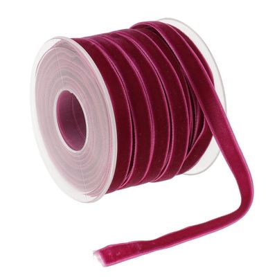 10mm*20Y Elastic Velvet Ribbon Pink Velvet Wired Ribbon ISO9001