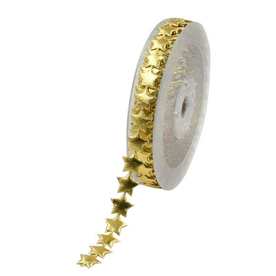 15mm * 15m Ultrasonik Star Wired Ribbon Pola polos Jacquard Ribbon