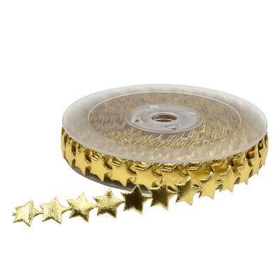 15mm * 15m Ultrasonik Star Wired Ribbon Pola polos Jacquard Ribbon