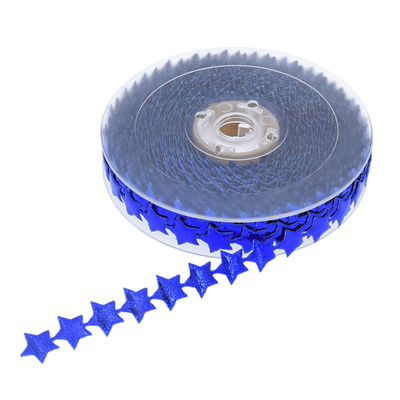 15mm * 15m Ultrasonik Star Wired Ribbon Pola polos Jacquard Ribbon
