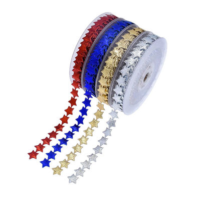 15mm * 15m Ultrasonik Star Wired Ribbon Pola polos Jacquard Ribbon