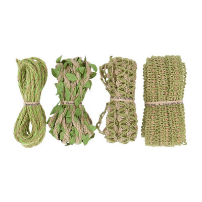 Daun hijau gelap pita burlap 2mm-15mm*10y pita kawat jute