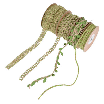 Daun hijau gelap pita burlap 2mm-15mm*10y pita kawat jute