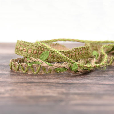 Daun hijau gelap pita burlap 2mm-15mm*10y pita kawat jute