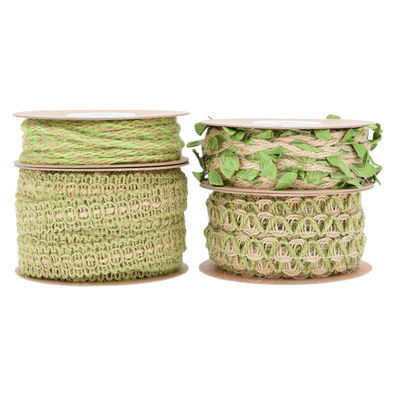 Daun hijau gelap pita burlap 2mm-15mm*10y pita kawat jute