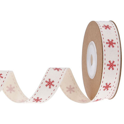 15mm*3y Christmas Gift Ribbon Printed White Cotton Ribbon Untuk Hadiah