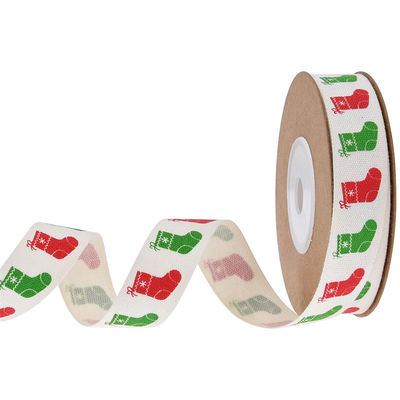 15mm*3y Christmas Gift Ribbon Printed White Cotton Ribbon Untuk Hadiah