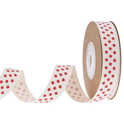 15mm*3y Christmas Gift Ribbon Printed White Cotton Ribbon Untuk Hadiah