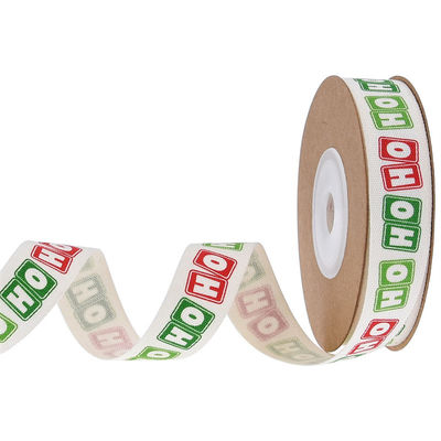 15mm*3y Christmas Gift Ribbon Printed White Cotton Ribbon Untuk Hadiah