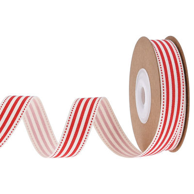 15mm*3y Christmas Gift Ribbon Printed White Cotton Ribbon Untuk Hadiah