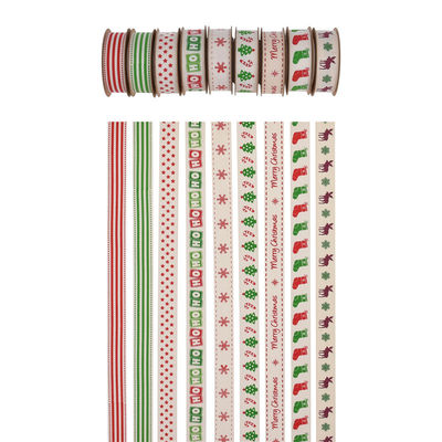 15mm*3y Christmas Gift Ribbon Printed White Cotton Ribbon Untuk Hadiah