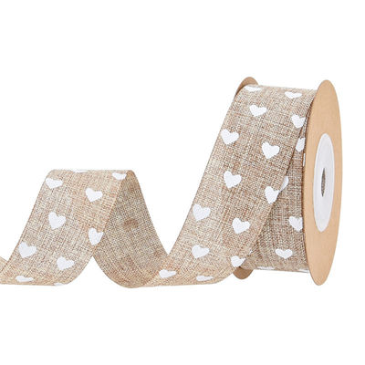 25mm*10y Ribbon Printed Burlap Ribbon Custom Printed Ribbon By The Yard