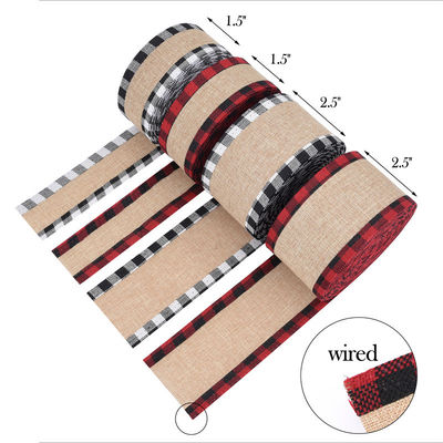 40mm &amp; 63mm*10y Jute Lattice Ribbon Biodegradable Lattice Burlap Ribbon