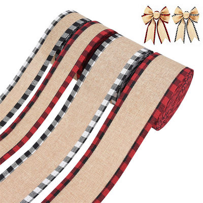 40mm &amp; 63mm*10y Jute Lattice Ribbon Biodegradable Lattice Burlap Ribbon