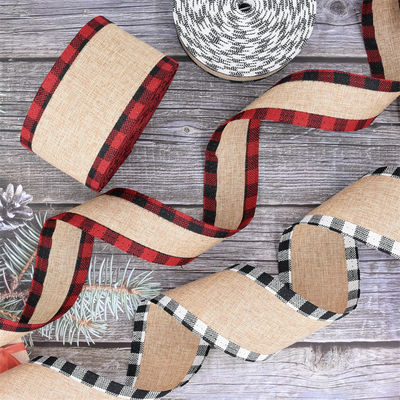 40mm &amp; 63mm*10y Jute Lattice Ribbon Biodegradable Lattice Burlap Ribbon