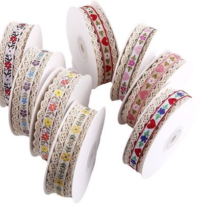 2.5cm Dasi Flroal Flroal Jacquard Ribbon Gift Packing Polyester Ribbon untuk Pengemasan
