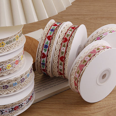 2.5cm Dasi Flroal Flroal Jacquard Ribbon Gift Packing Polyester Ribbon untuk Pengemasan