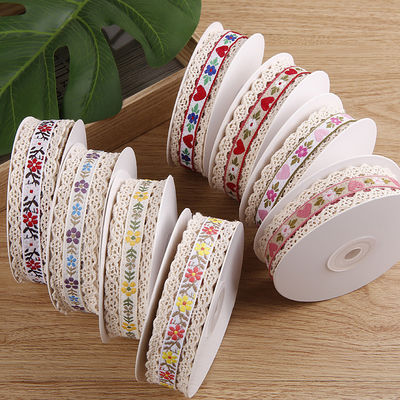 2.5cm Dasi Flroal Flroal Jacquard Ribbon Gift Packing Polyester Ribbon untuk Pengemasan
