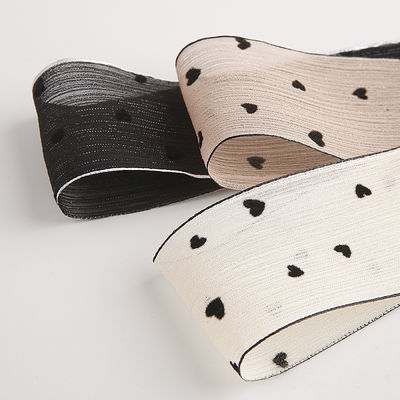 3 warna Ribbon bergaris 40mm Heart Printed Polyester Ribbon OEM Eco Friendly