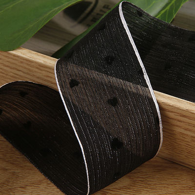 3 warna Ribbon bergaris 40mm Heart Printed Polyester Ribbon OEM Eco Friendly