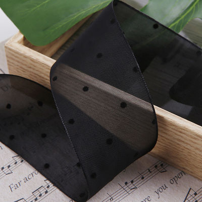 25mm-50mm Organza Ribbon dengan Pola Titik Cetak Polyester Organza Ribbon OEM Eco Friendly