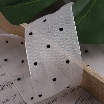 25mm-50mm Organza Ribbon dengan Pola Titik Cetak Polyester Organza Ribbon OEM Eco Friendly