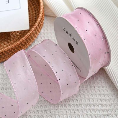 4cm*18m Shinny Diamond Polyester Organza Ribbon Ribbon Hadiah Berkualitas Tinggi