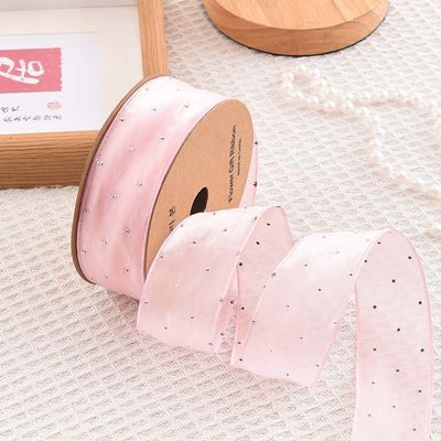 4cm*18m Shinny Diamond Polyester Organza Ribbon Ribbon Hadiah Berkualitas Tinggi