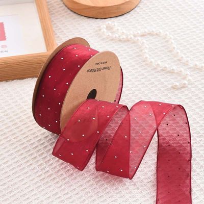 4cm*18m Shinny Diamond Polyester Organza Ribbon Ribbon Hadiah Berkualitas Tinggi