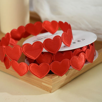 1.5cm*9m 2.5cm*9m Heart Shape Valentine's Day Polyester Gift Ribbon Untuk Kemasan Hadiah Mewah