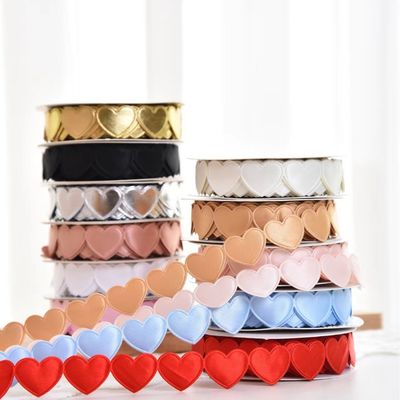 1.5cm*9m 2.5cm*9m Heart Shape Valentine's Day Polyester Gift Ribbon Untuk Kemasan Hadiah Mewah