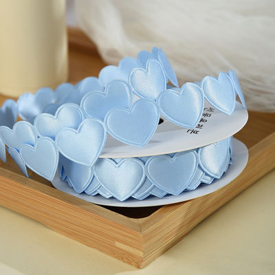 1.5cm*9m 2.5cm*9m Heart Shape Valentine's Day Polyester Gift Ribbon Untuk Kemasan Hadiah Mewah