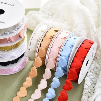 1.5cm*9m 2.5cm*9m Heart Shape Valentine's Day Polyester Gift Ribbon Untuk Kemasan Hadiah Mewah