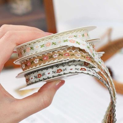 15mm*50y Pita Bunga Pastoral Katun Kue Baking Pita Bow DIY Bahan Dekorasi Pita Bunga Buket Kemasan