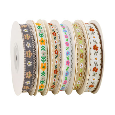 15mm*50y Pita Bunga Pastoral Katun Kue Baking Pita Bow DIY Bahan Dekorasi Pita Bunga Buket Kemasan