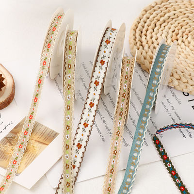 15mm*50y Pita Bunga Pastoral Katun Kue Baking Pita Bow DIY Bahan Dekorasi Pita Bunga Buket Kemasan