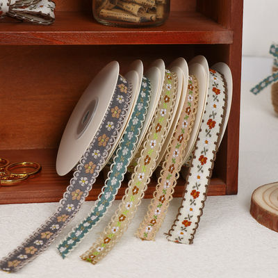 15mm*50y Pita Bunga Pastoral Katun Kue Baking Pita Bow DIY Bahan Dekorasi Pita Bunga Buket Kemasan