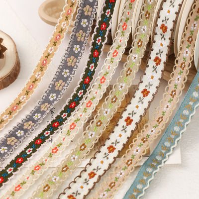 15mm*50y Pita Bunga Pastoral Katun Kue Baking Pita Bow DIY Bahan Dekorasi Pita Bunga Buket Kemasan