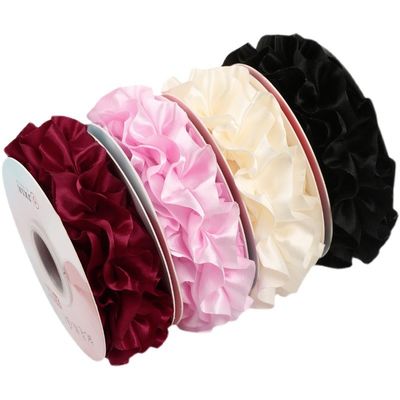 4.0cm*4.5m Ribbon poliester bergerigi untuk kemasan bunga