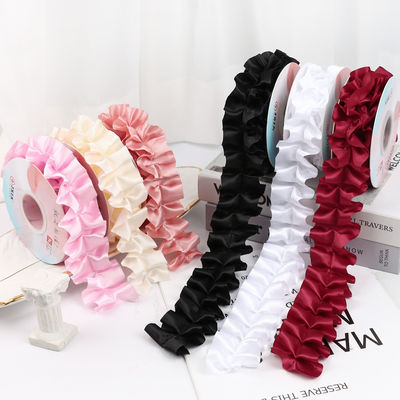 4.0cm*4.5m Ribbon poliester bergerigi untuk kemasan bunga