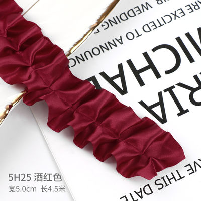 4.0cm*4.5m Ribbon poliester bergerigi untuk kemasan bunga