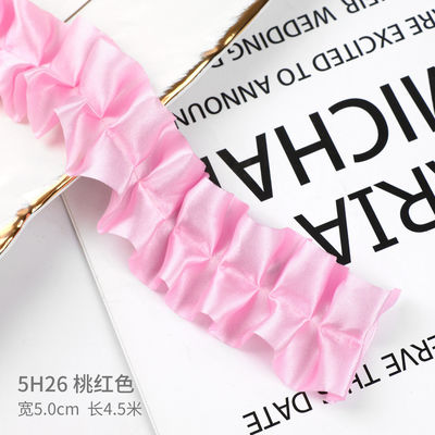 4.0cm*4.5m Ribbon poliester bergerigi untuk kemasan bunga